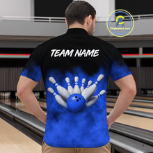 Load image into Gallery viewer, Blue Smoke Bowling Shirts for Men Women Team Personalized Bowling Polo and Quarter Zip MBL130