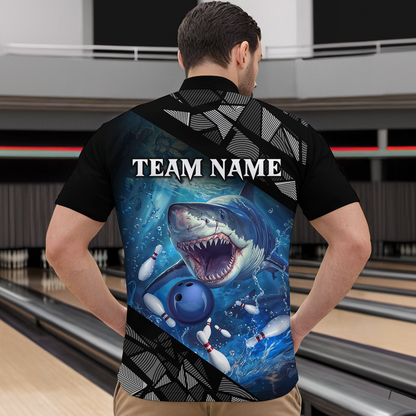 Custom Shark Bowling League Shirts For Men, Personalized Bowling Team Jerseys Polo & Quarter-Zip HNT36
