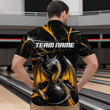 Load image into Gallery viewer, Black &amp; Gold Dragon Bowling Shirt Custom Quarter-Zip Bowling Jersey for Men Women QZT682