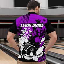 Load image into Gallery viewer, Custom Purple Butterflies Bowling Shirts for Men Women Bowling Jersey Team Name MBL79