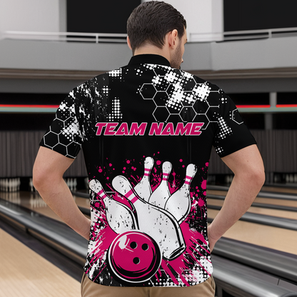 Pink Watercolor Bowling Shirts Men Women Team Custom Bowling Polo & 1/4 Zip Shirt MBL60