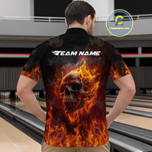 Load image into Gallery viewer, Custom Flame Skull Bowling Jersey for Men Bowling Uniform Polo &amp; 1/4 Zip Bowling Team Shirts HNT112