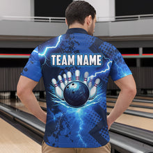 Load image into Gallery viewer, Thunder Lightning Bowling Shirt Blue Bowling Jersey Men Women Team Bowling Shirts MBL64