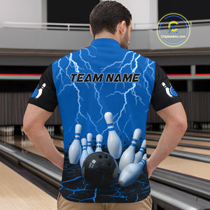 Blue Thunder Lightning & Lava Bowling Shirt for Men Women Team Bowling Jersey MBL92