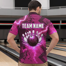 Load image into Gallery viewer, Thunder Lightning Bowling Shirt Pink Bowling Jersey Men Women Team Bowling Shirts MBL64