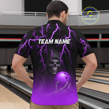 Load image into Gallery viewer, Custom Purple Thunder Skeleton Bowling Jersey for Men Bowling Polo &amp; 1/4 Zip Bowling Team Shirts HNT108