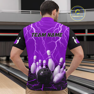 Purple Thunder Lightning & Lava Bowling Shirt for Men Women Team Bowling Jersey MBL92