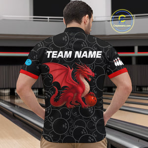 Custom Red Dragon Bowling Shirts for Men Women Team Bowling Polo & Quarter Zip MBL86