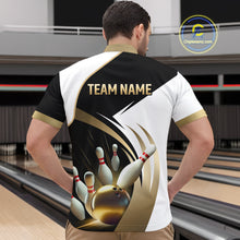 Load image into Gallery viewer, Gold Bowling Custom Men Bowling Shirt Polo &amp; Quarter-Zip Bowling Team Jerseys HNT61