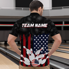 Load image into Gallery viewer, Custom American Flag Bowling Shirts for Men Women Patriotic Bowling Polo &amp; 1/4 Zip MBL03