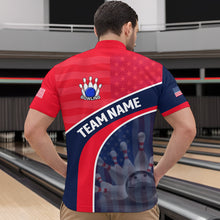 Load image into Gallery viewer, Personalized US Flag Bowling Jersey for Men Bowling Gifts Bowling Team Jersey with Name Polo &amp; 1/4 Zip HNT28