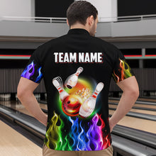 Load image into Gallery viewer, Rainbow Flame Bowling Jersey For Men Personalized Bowling Team Shirts Bowling Quarter-Zip Shirt BDT324