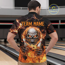 Load image into Gallery viewer, Skull Bowling Shirt Custom Thunder Flaming Bowling Jersey for Men Women Team MBL85