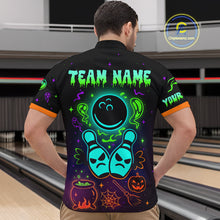 Load image into Gallery viewer, Custom Neon Bowling Team Shirt Halloween Polo &amp; Quarter-Zip Bowling Jersey for Men QZT731