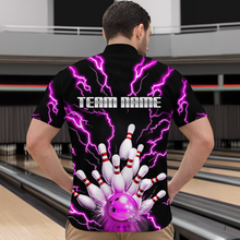 Load image into Gallery viewer, Thunder Lightning Pink Bowling Shirt Custom Bowling Jersey for Men Women Team MBL66