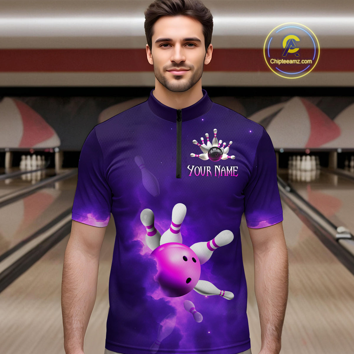 Purple Smoke Bowling Shirts for Women Men Team Custom Bowling Jerseys MBL126