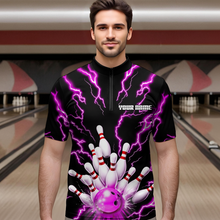 Load image into Gallery viewer, Thunder Lightning Pink Bowling Shirt Custom Bowling Jersey for Men Women Team MBL66