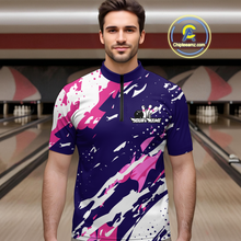 Load image into Gallery viewer, Custom Pink&amp;Purple Bowling Shirts for Men Women Team Bowling Polo and Quarter Zip MBL117