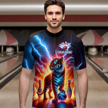 Load image into Gallery viewer, Custom Tiger Bowling Jersey Thunder Bowling Team Shirt Quarter-Zip Bowling for Men Women QZT637