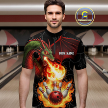 Load image into Gallery viewer, Flaming Dragon Bowling Shirt Custom for Men Women Bowling Team League MBL88