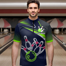 Load image into Gallery viewer, Custom Green&amp;Blue Bowling Shirts for Men Women Team Bowling Polo &amp; 1/4 Zip Shirt MBL41