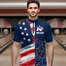 Load image into Gallery viewer, American Flag Bowling Shirts Patriotic Bowling Shirt for Men Women Polo&amp;1/4 Zip Shirt MBL21