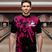 Load image into Gallery viewer, Custom Pink Butterflies Bowling Shirts for Men Women Bowling Jersey Team Name MBL79
