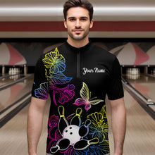 Load image into Gallery viewer, Colorful Butterflies Bowling Shirt for Men Bowling Team Jersey Shirts Polo &amp; Quarter-Zip HNT27