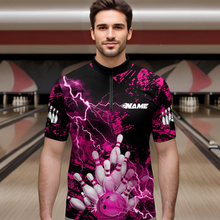 Load image into Gallery viewer, Pink Thunder Lightning Bowling Shirt Custom Colorful Bowling Jersey Men Women Team MBL67