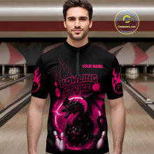 Load image into Gallery viewer, Pink Flame Dragon Bowling Shirt Custom Strike Bowling Team Jersey for Men Uniform QZT726
