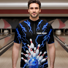 Load image into Gallery viewer, Thunder Lightning Blue Bowling Shirt Custom Bowling Jersey for Men Women Team MBL66