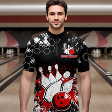 Load image into Gallery viewer, Red Watercolor Bowling Shirts Men Women Team Custom Bowling Polo &amp; 1/4 Zip Shirt MBL60