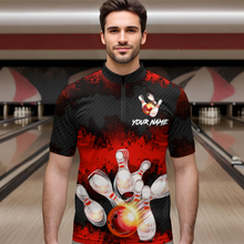 Load image into Gallery viewer, Customize Red Bowling Shirts for Men Women Team Bowling Polo &amp; 1/4 Zip Shirts MBL81