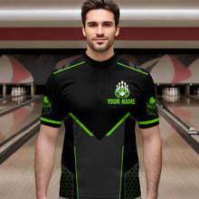 Load image into Gallery viewer, Personalized St Patrick Day Bowling Shirt Quarter-Zip Green Bowling Jersey Team League QZT621