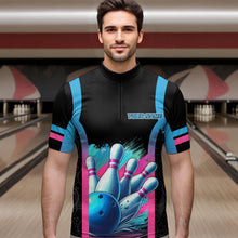 Load image into Gallery viewer, Pink&amp;Blue Bowling Shirt for Men Women Team Bowling Jersey Bowling Polo &amp; 1/4 Zip MBL57