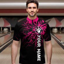 Load image into Gallery viewer, Custom Pink Bowling Shirts Funny Bowling Jersey for Men Women Team Polo&amp;1/4 Zip MBL44