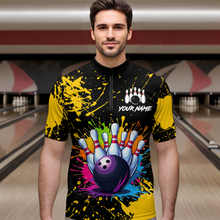 Load image into Gallery viewer, Custom Yellow Watercolor Bowling Shirts for Men Women Team Funny Bowling Jersey MBL45