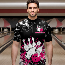 Load image into Gallery viewer, Pink Watercolor Bowling Shirts Men Women Team Custom Bowling Polo &amp; 1/4 Zip Shirt MBL60