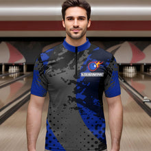 Load image into Gallery viewer, Fire Bowling Shirt Custom Blue Bowling Jersey for Men Women with Team Name MBL63