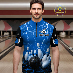 Blue Thunder Lightning & Lava Bowling Shirt for Men Women Team Bowling Jersey MBL92