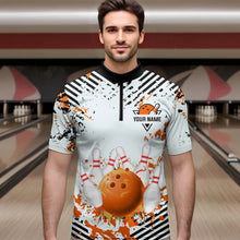 Load image into Gallery viewer, Orange Bowling Shirts Custom Watercolor Bowling Jersey for Men Women with Team Name MBL53