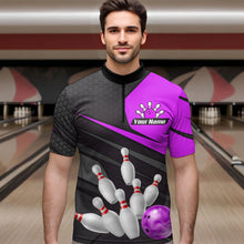 Load image into Gallery viewer, Purple Bowling Shirt for Men&amp;Women Team Bowling Jersey Colorful Bowling Polo &amp; 1/4 Zip MBL49