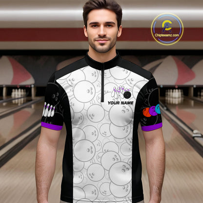 Custom Purple Dragon Bowling Shirts for Men Women Team Bowling Polo & Quarter Zip MBL86