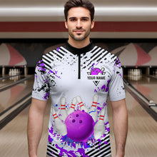 Load image into Gallery viewer, Purple Bowling Shirts Custom Watercolor Bowling Jersey for Men Women with Team Name MBL53