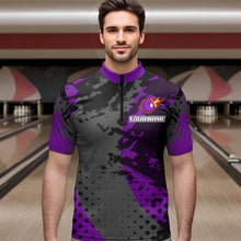 Load image into Gallery viewer, Fire Bowling Shirt Custom Purple Bowling Jersey for Men Women with Team Name MBL63