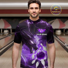 Load image into Gallery viewer, Custom Dragon Bowling Shirt Purple Thunder Bowling Jersey for Men Women Team MBL82