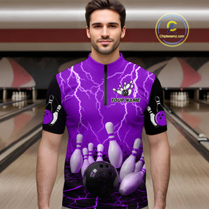Purple Thunder Lightning & Lava Bowling Shirt for Men Women Team Bowling Jersey MBL92
