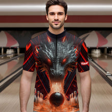 Load image into Gallery viewer, Red &amp; Black Flame Dragon Bowling Shirt 1/4-Zip Bowling Team League for Men Women Bowling Gifts QZT668
