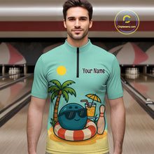 Load image into Gallery viewer, Summer Funny Bowling Jersey for Men Women Custom 1/4-Zip Bowling Shirt Bowling League Outfit QZT696