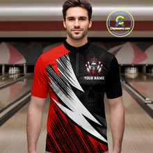 Load image into Gallery viewer, Red Skull Crown Bowling Custom Men Bowling Shirt Polo &amp; Quarter-Zip Bowling Team Jerseys HNT65